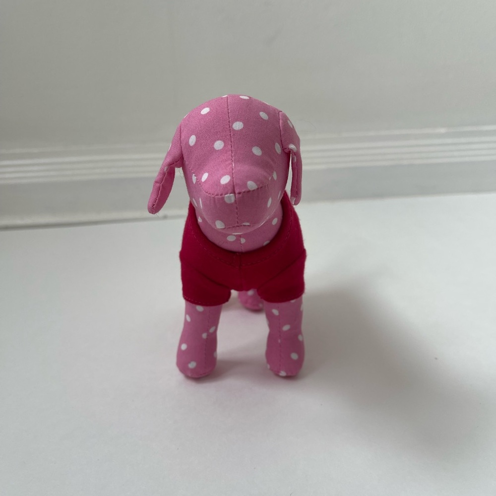 Victoria’s Secret PINK stuffed dog, polkadot with red shirt